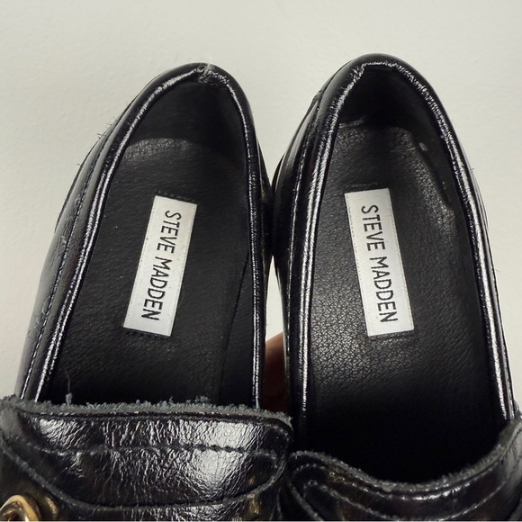 Steve Madden Mistor Black Leather Horsebit Loafers - Picture 6 of 7